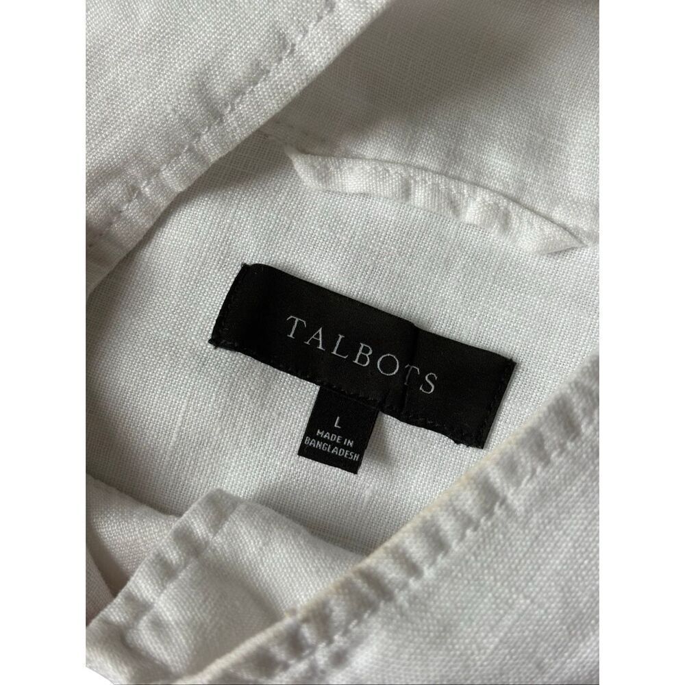 Talbots WASHED LINEN JACKET size L White Button Front - Picture 4 of 9